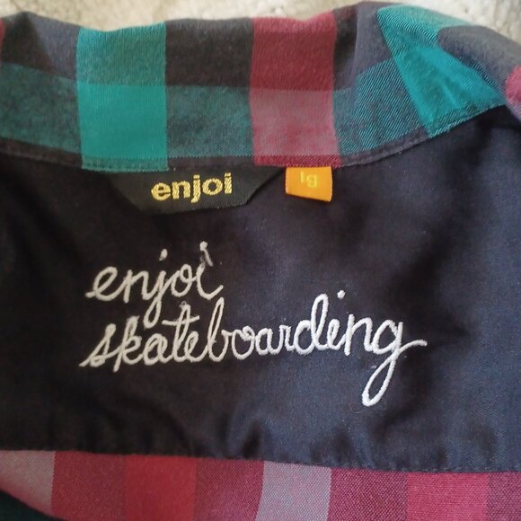 Vintage Enjoi Skateboarding Shirt Men Large Red Plaid Button Up Y2K Streetwear - Picture 5 of 5